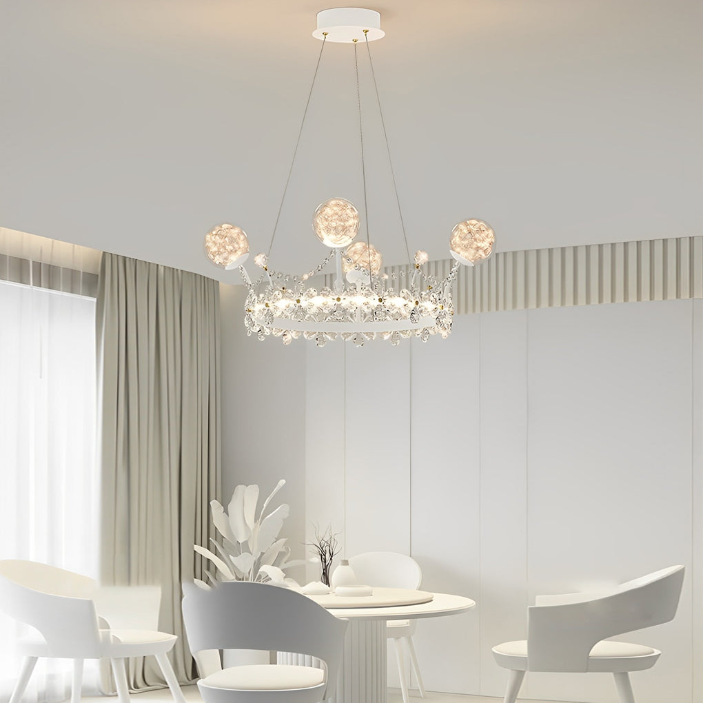 Flower Decor Crowns Crystal Glass Three-Step Dimming Nordic Chandelier