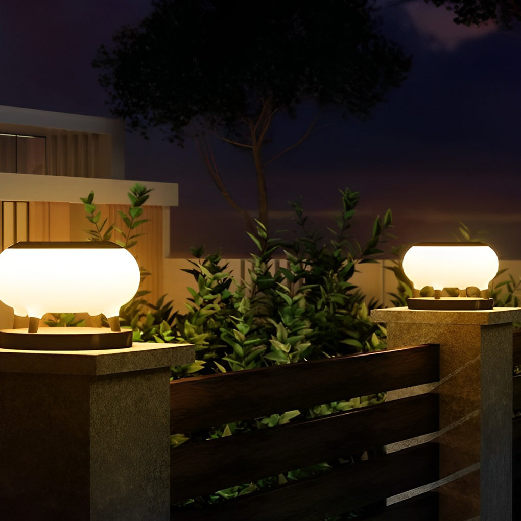 Round Drum Waterproof Solar Fence Post Light
