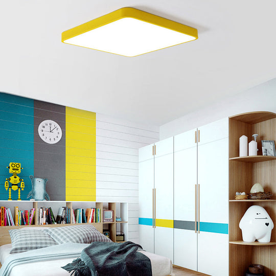 Square Modern LED Flush Mount Ceiling Light – Metal, PVC &amp; Acrylic