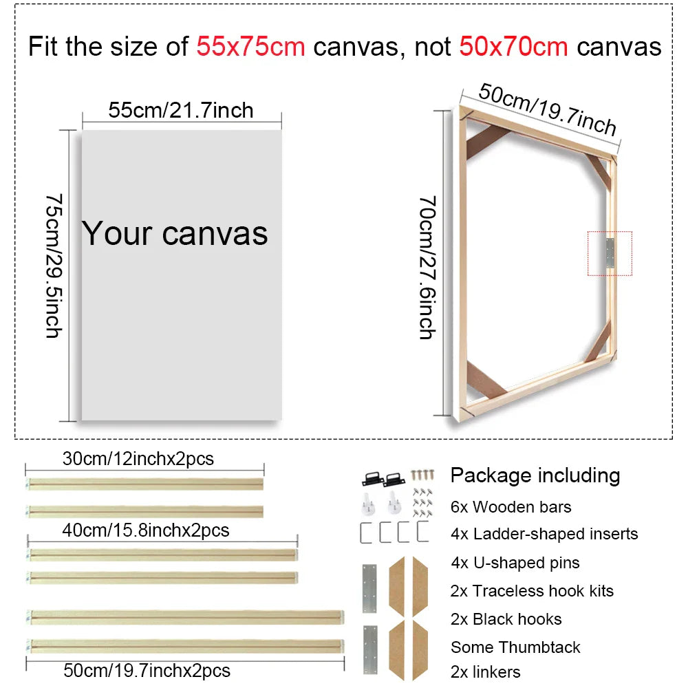 Solid Wood Canvas Stretcher Frame DIY Kit Multiple Sizes