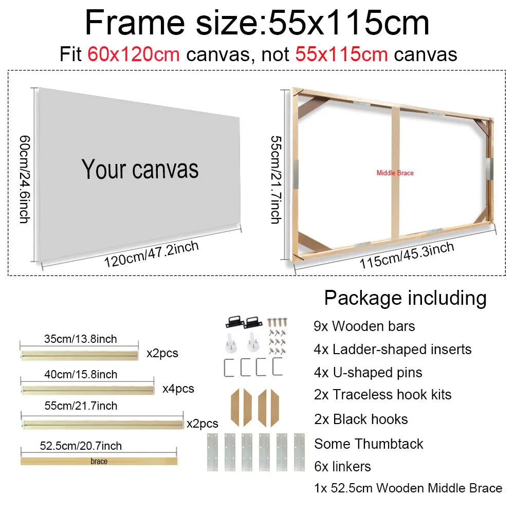 Solid Wood Canvas Stretcher Frame DIY Kit Multiple Sizes