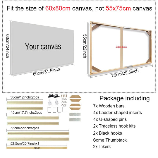 Solid Wood Canvas Stretcher Frame DIY Kit Multiple Sizes