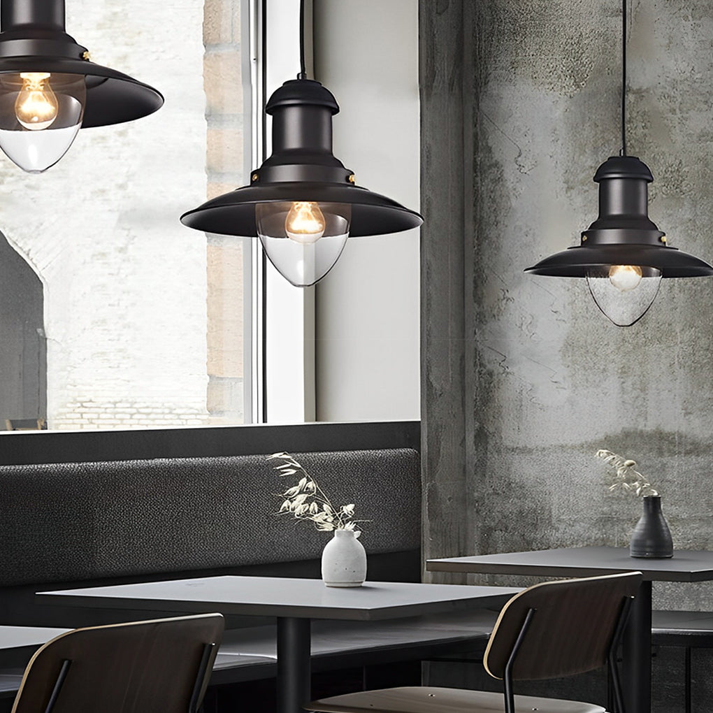 Round Retro Metal Hat Industrial Style Small Chandelier Pendant Light