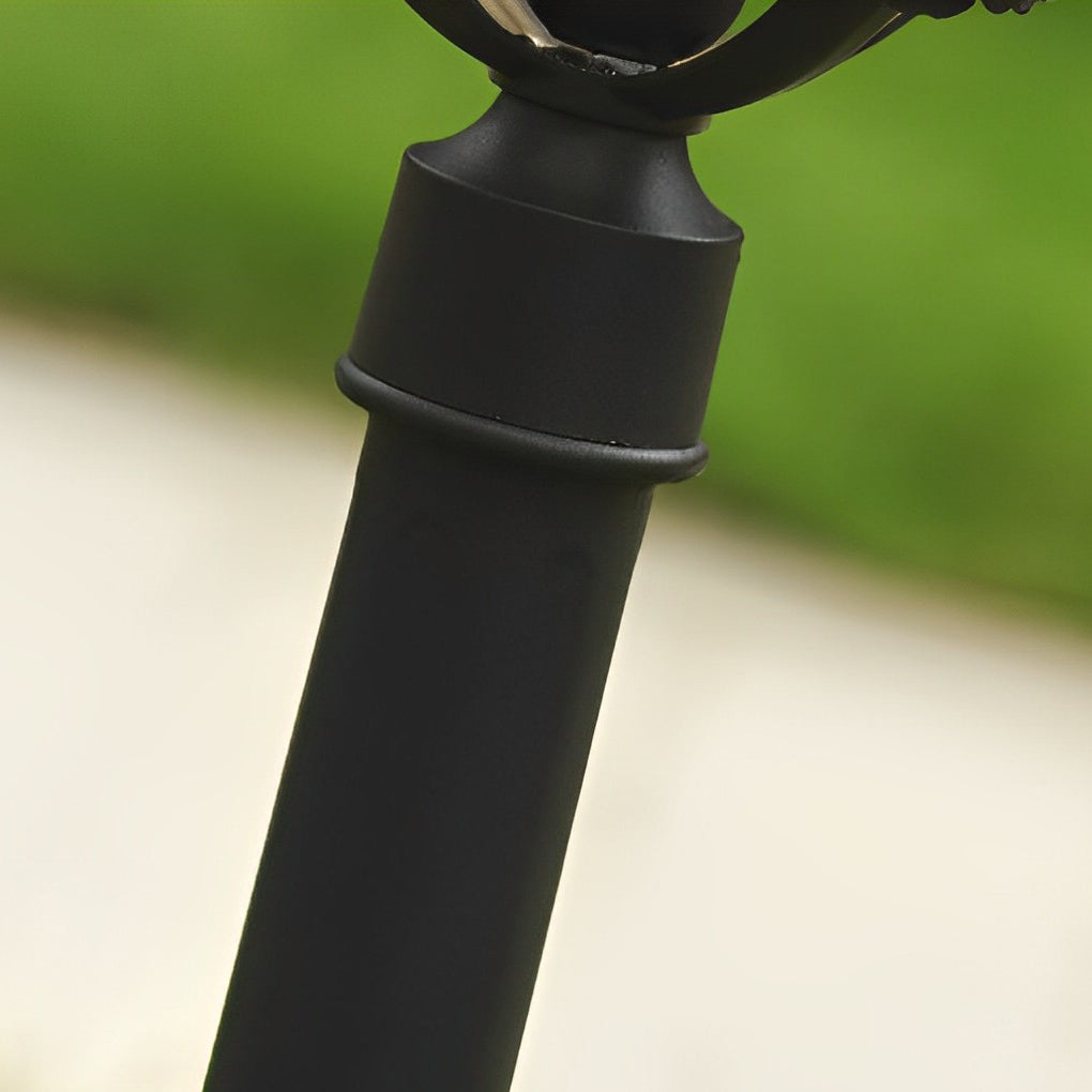 Retro Black Solar &amp; Hardwired Outdoor Pavilion-Inspired Lawn Lamp