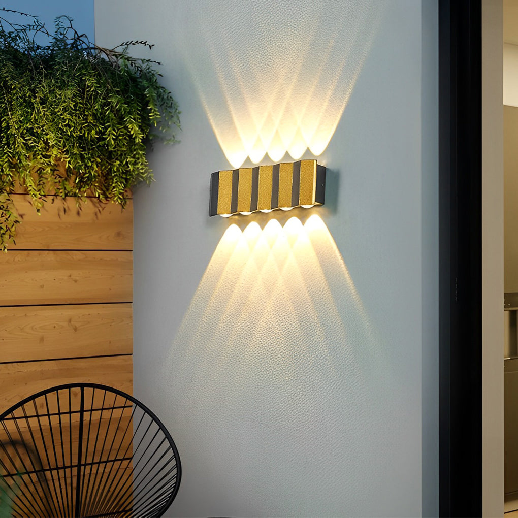 Black &amp; Gold Aluminum LED Outdoor Up Down Wall Light