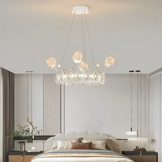 Flower Decor Crowns Crystal Glass Three-Step Dimming Nordic Chandelier