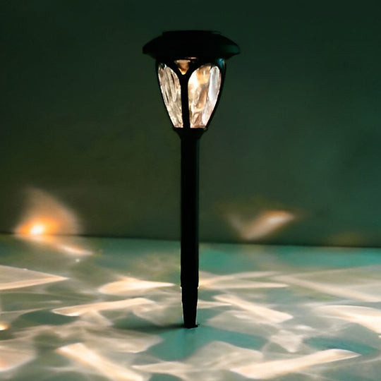 2PCS Intelligent Solar LED Lawn Lamps with Black Opaque Glass Shade