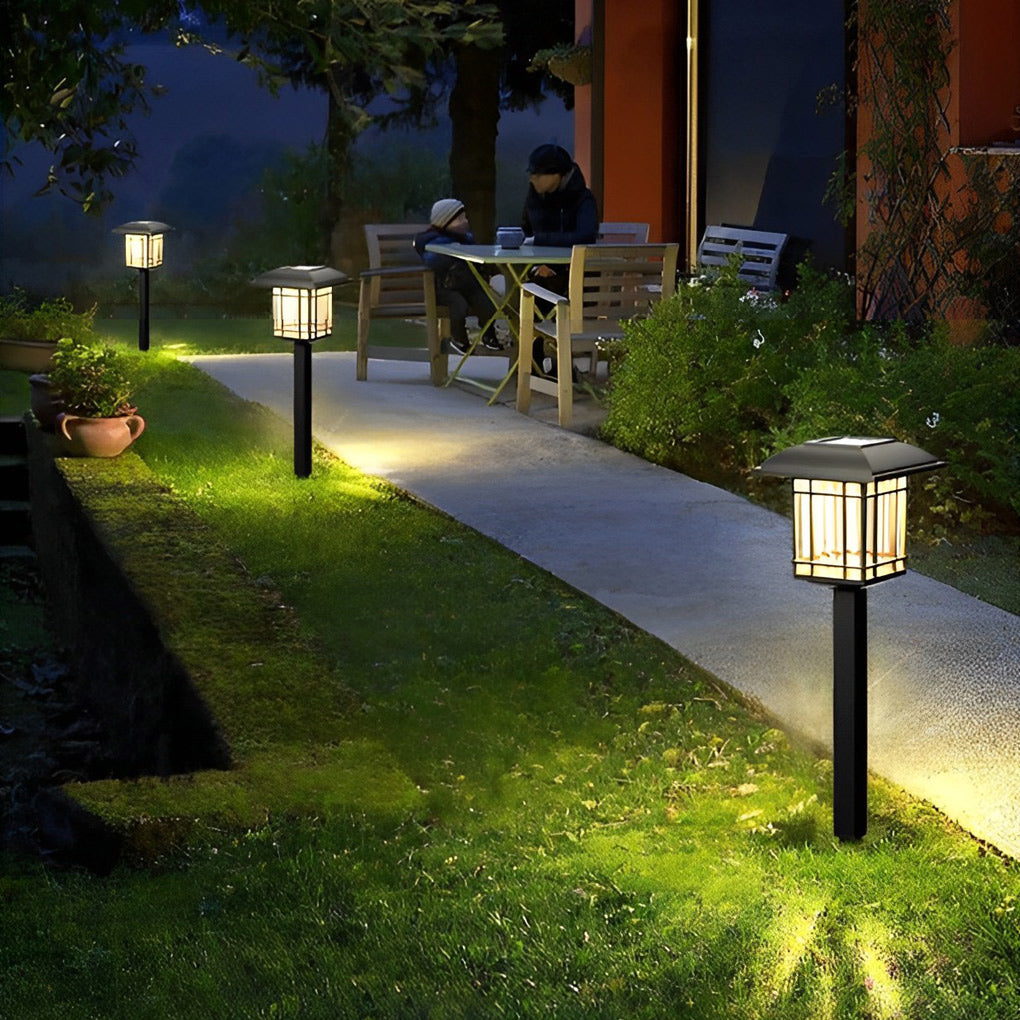 Vintage Modern Solar Square Lawn Lights Waterproof Durable Outdoor Lighting