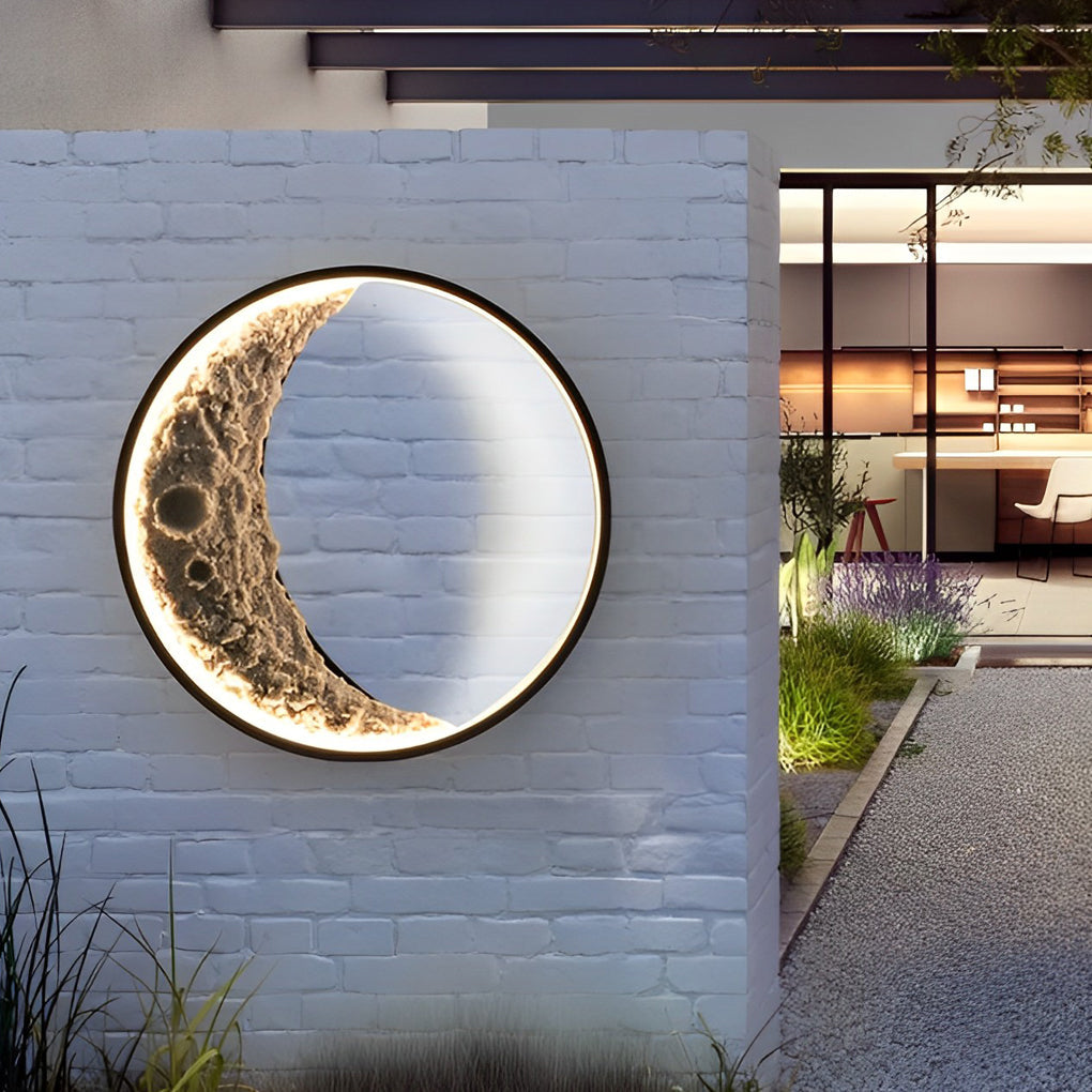 Crescent Moon Resin LED Outdoor Wall Light