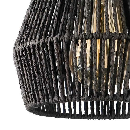 Minimalist Paper Rattan Handmade Black Japanese-style Pendant Light