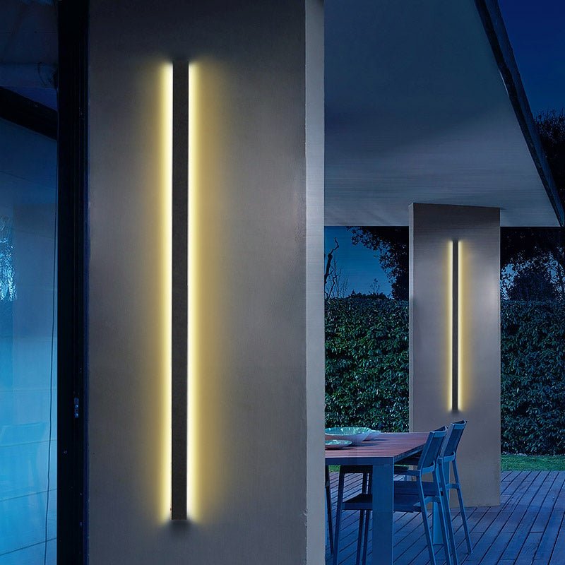 Black Long LED Linear Outdoor Wall Lights – Modern Waterproof Porch &amp; Garden Lighting