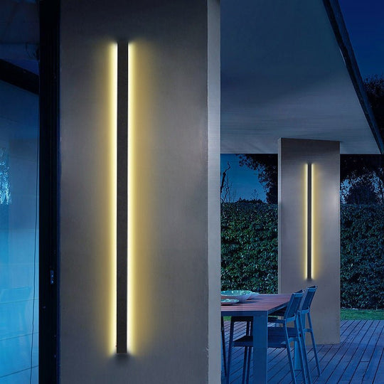 Black Long LED Linear Outdoor Wall Lights – Modern Waterproof Porch &amp; Garden Lighting
