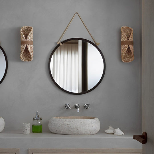 Creative Rattan Wood LED Up and Down Japanese Wall Lamp