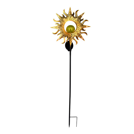 Mystical Moon &amp; Sun Flame Iron Hollow Projector Solar Garden Light
