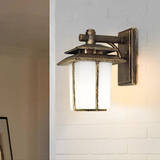 Vintage Glass Aluminum Outdoor Wall Sconce Waterproof European Style
