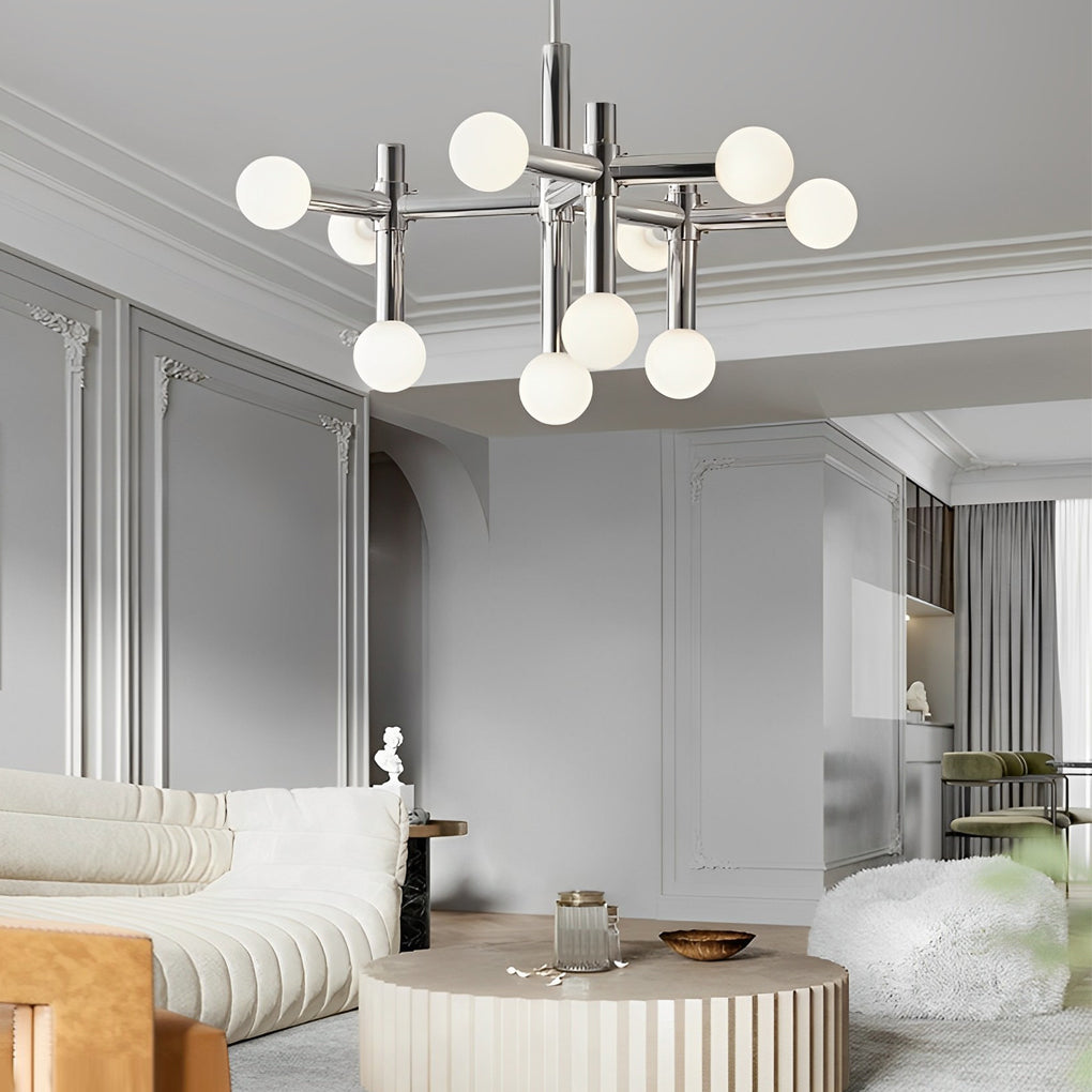 10-Light Glass Ball Creative Sputnik Modern Chandelier – Chrome Finish