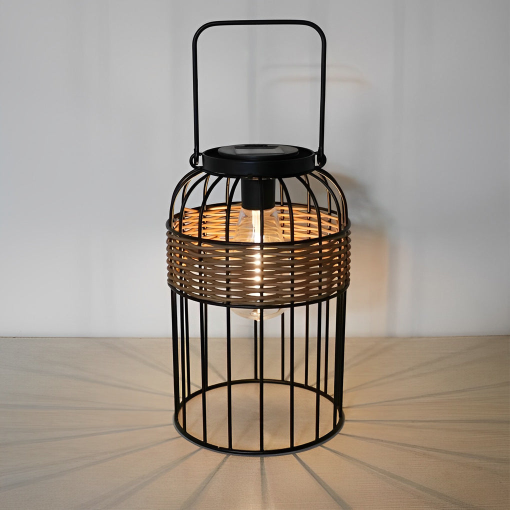 Portable Lantern Shape Rattan Solar Night Light – Waterproof &amp; Intelligent