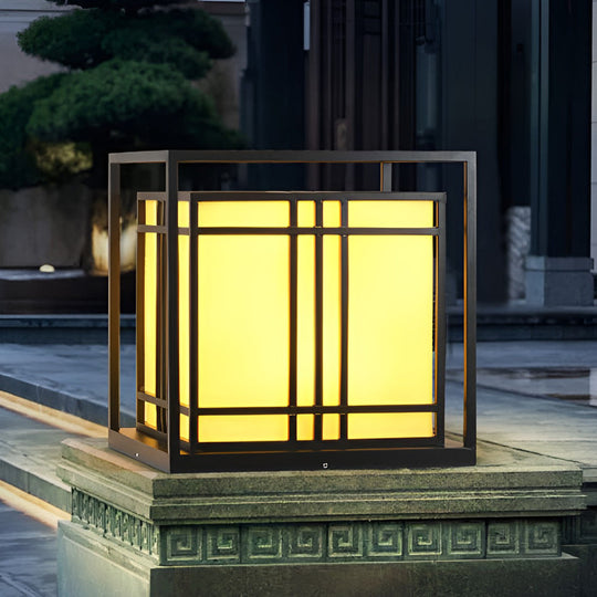 Retro Square Waterproof LED Black Modern Outdoor Post Caps Lights