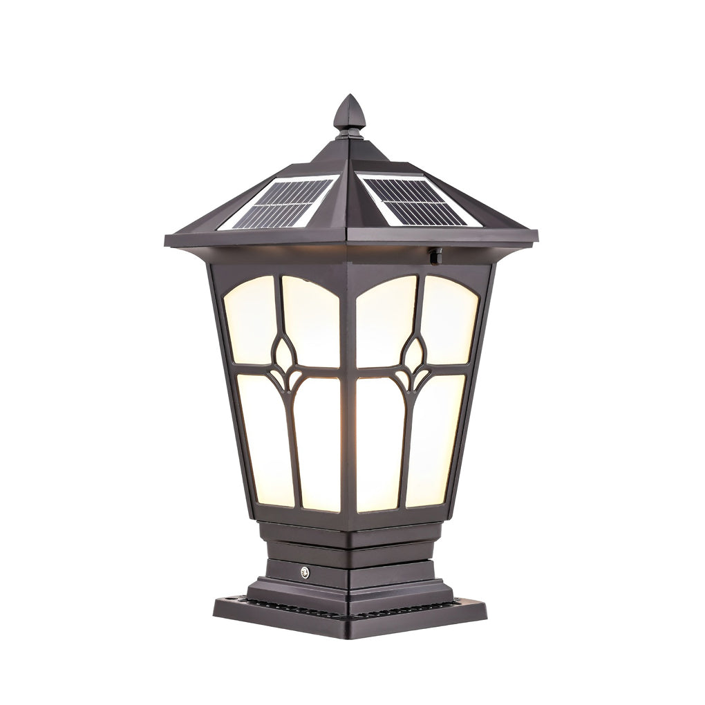 Waterproof Aluminum LED Brown Retro Solar Post Cap Lights Pillar Lamp