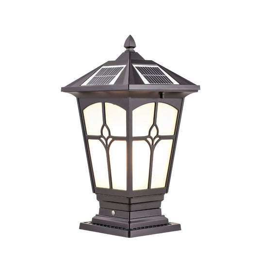 Waterproof Aluminum LED Brown Retro Solar Post Cap Lights Pillar Lamp