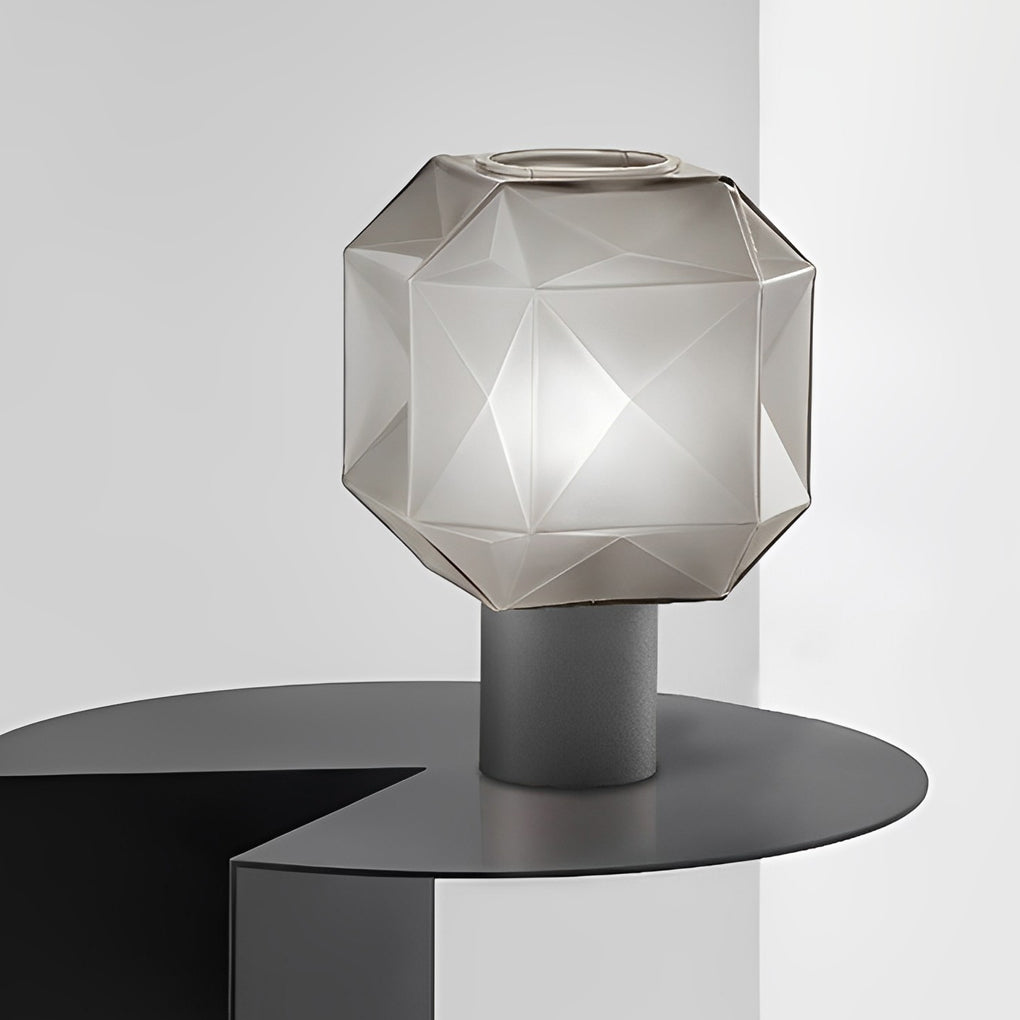 1-Light Cylinder Base Smoke Glass Orb Modern Table Lamp