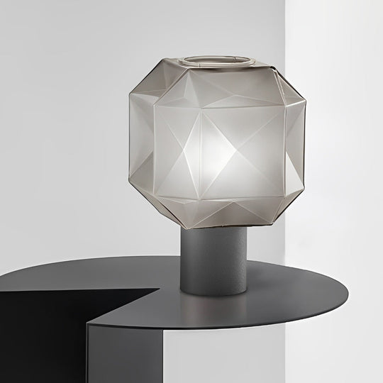 1-Light Cylinder Base Smoke Glass Orb Modern Table Lamp