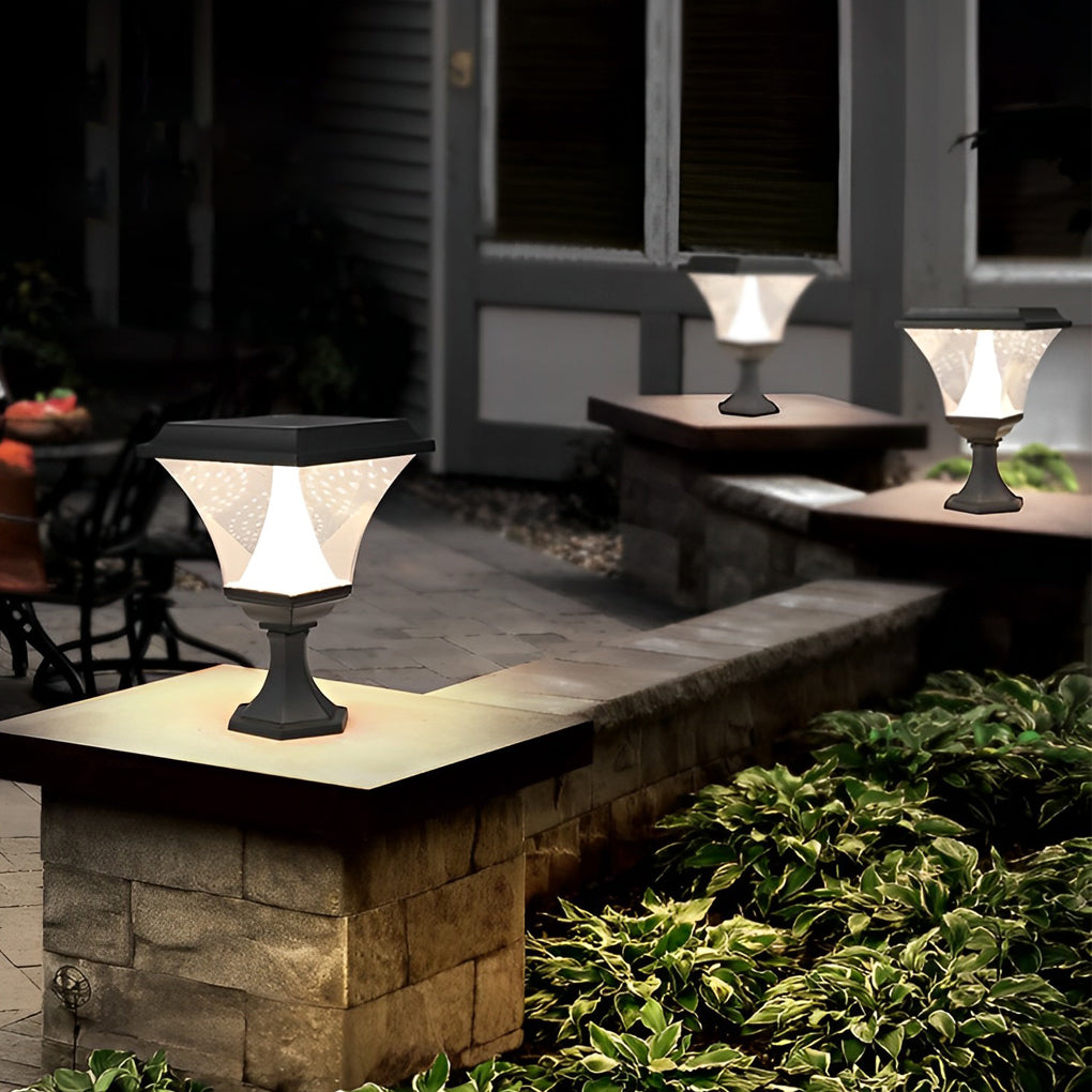 Creative Square Retro LED Solar Fence Post Light Waterproof Outdoor