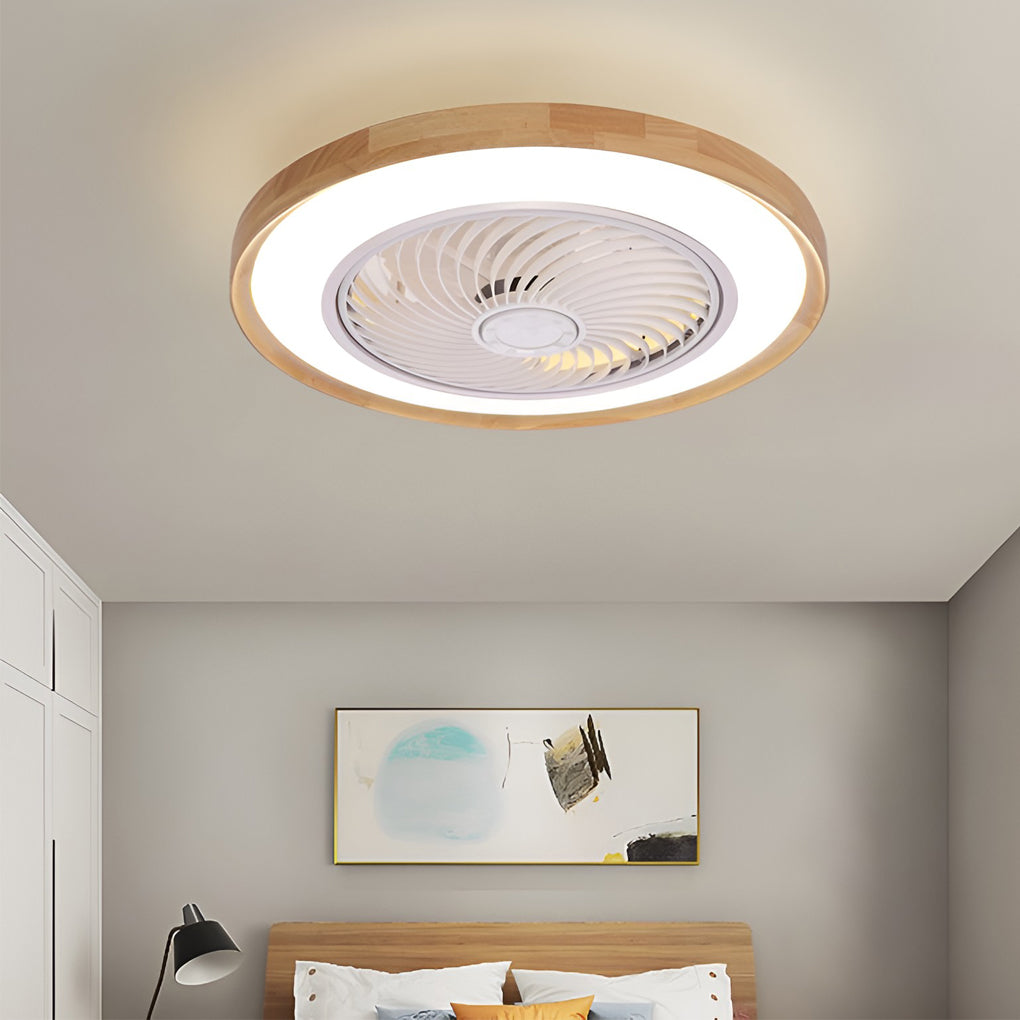 Round Ultra-thin Mute LED Nordic Bladeless Ceiling Fan Light