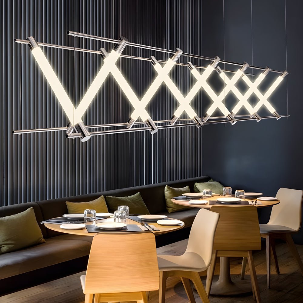 6/12 Light Acrylic Tube Geometric Long Designer LED Island Pendant Light
