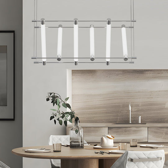 6/12 Light Acrylic Tube Geometric Long Designer LED Island Pendant Light