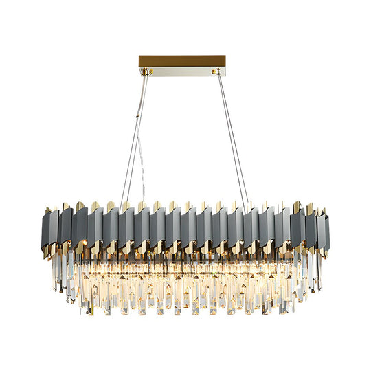 6/8-Light Crystal Layered LED Chandelier – Dimmable Dining Room Pendant