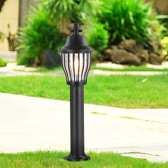 Hardwired Retro Aluminum Pathway Light with Caged Aluminum &amp; PC Lampshade
