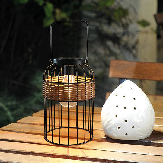 Portable Lantern Shape Rattan Solar Night Light – Waterproof &amp; Intelligent