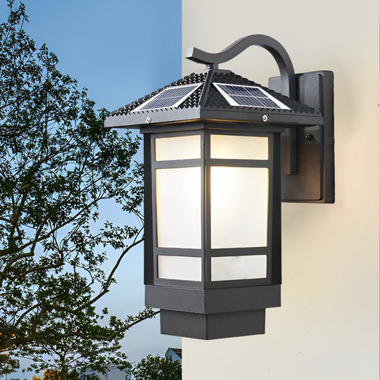 Vintage Waterproof LED Glass Matte Black Retro Wall Lamp – Exterior Lighting