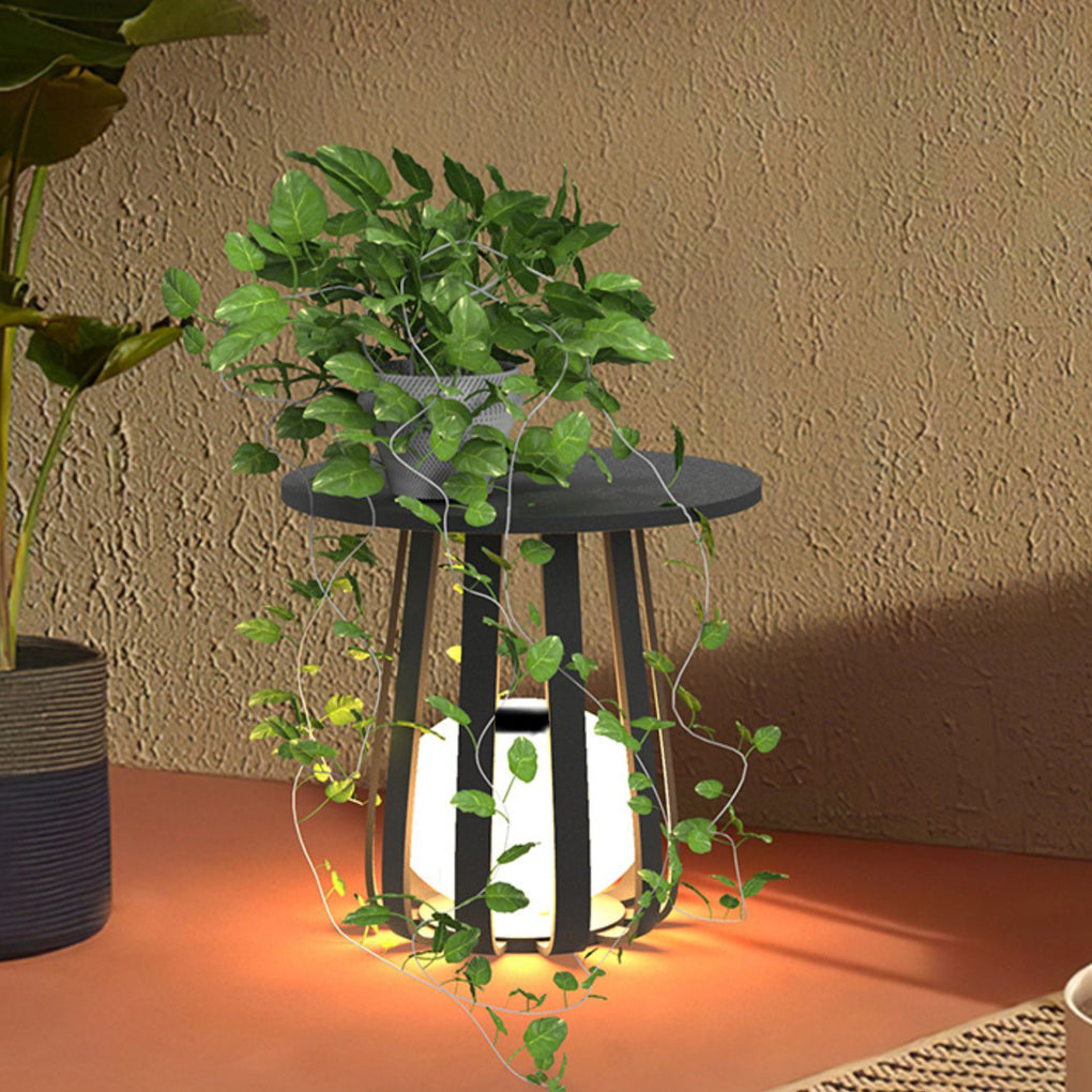 Round Waterproof RGB Iron Coffee Table Solar Outdoor Light