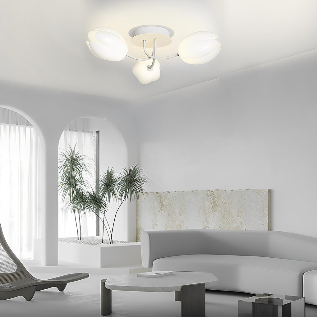 Tulips Flowers G9 14W White Minimalist Ceiling Light Chandelier