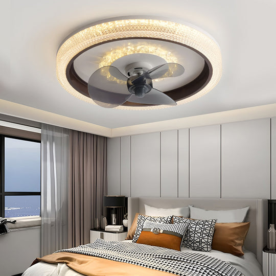 Round 360° Rotatable Stepless Dimming LED Ceiling Fan Light