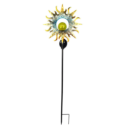 Mystical Moon &amp; Sun Flame Iron Hollow Projector Solar Garden Light