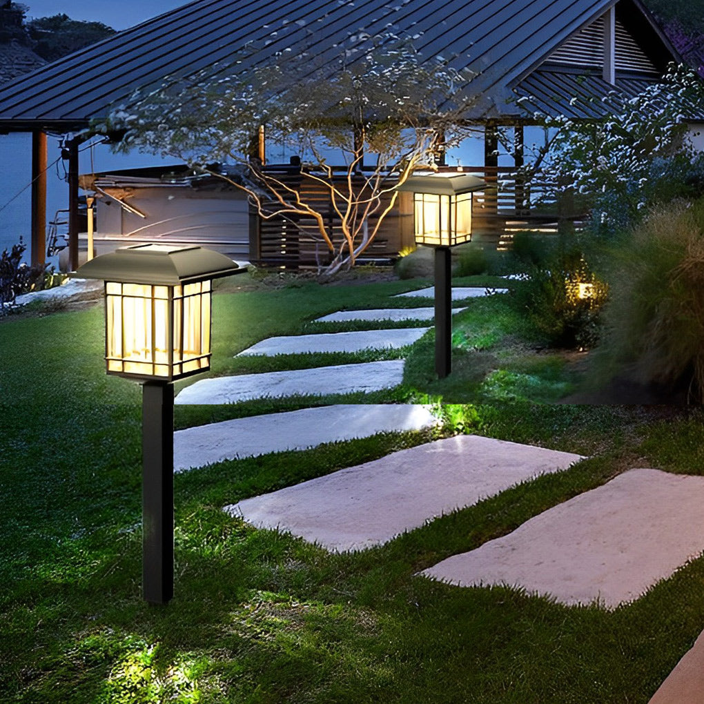 Vintage Modern Solar Square Lawn Lights Waterproof Durable Outdoor Lighting