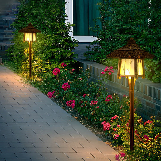 Branch Pattern Bamboo Style Lantern Versatile Outdoor Hanging and Post Light