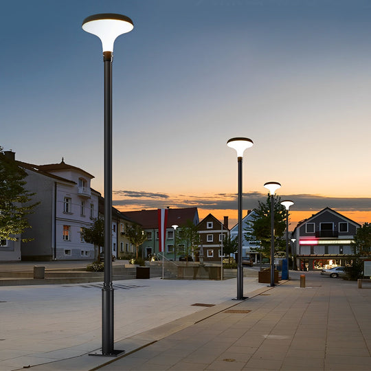 Round Mushroom Waterproof Intelligent Black Modern Solar Lamp Post Light