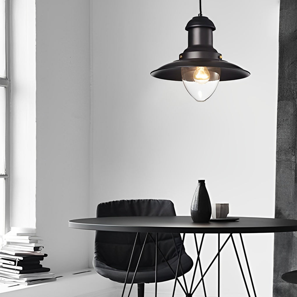 Round Retro Metal Hat Industrial Style Small Chandelier Pendant Light