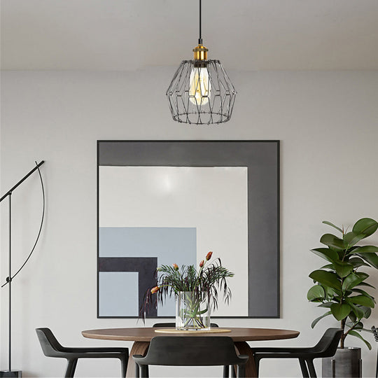 3 Lights Changeable Shape Iron Cage Retro Industrial Style Chandelier