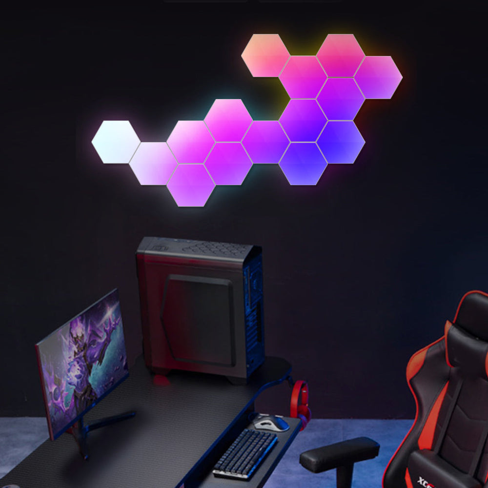 Hexagon Cellular Shaped RGBIC Smart Wall Lamp – Music Sync LED Panels