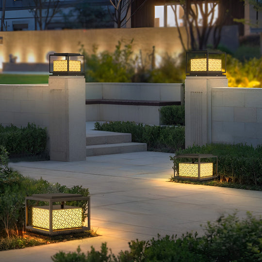 Square Solar Waterproof Outdoor Fence Post Light with Warm Glow