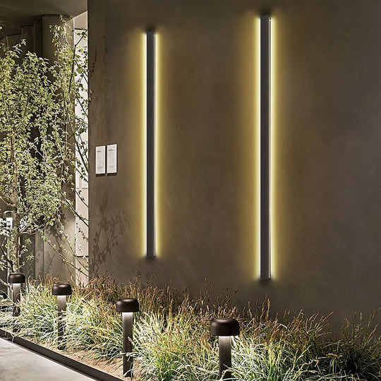 Black Long LED Linear Outdoor Wall Lights – Modern Waterproof Porch &amp; Garden Lighting