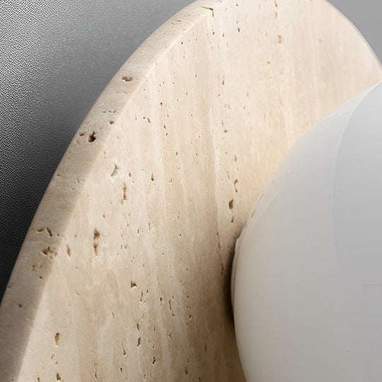 Round &amp; Long Yellow Travertine LED Wabi-Sabi Wall Lamp
