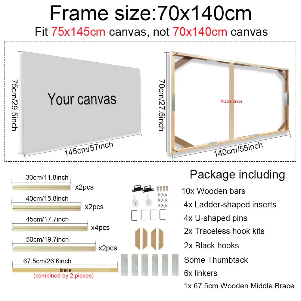 Solid Wood Canvas Stretcher Frame DIY Kit Multiple Sizes
