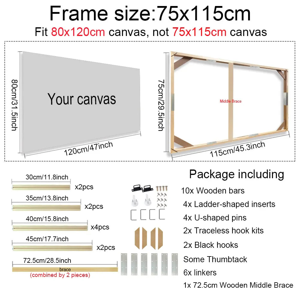 Solid Wood Canvas Stretcher Frame DIY Kit Multiple Sizes