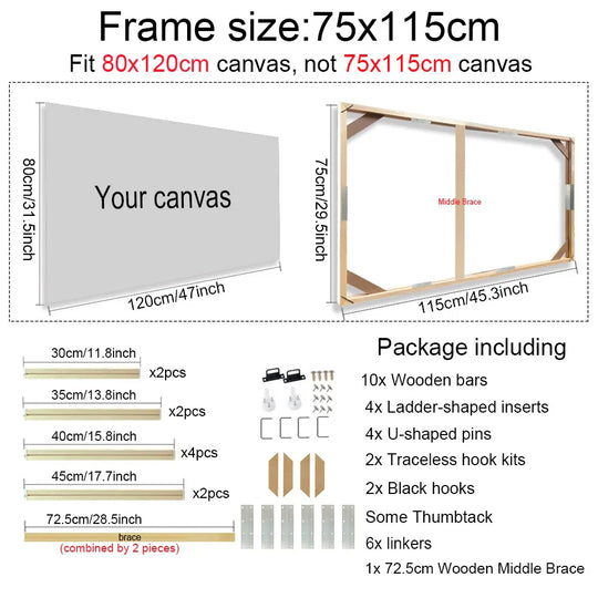 Solid Wood Canvas Stretcher Frame DIY Kit Multiple Sizes